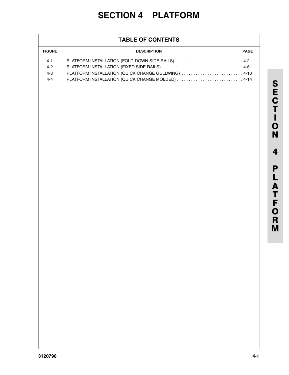 Section 4 platform, Section 4 - platform -1 | JLG 15VPSP (3120798) Parts Manual User Manual | Page 47 / 98