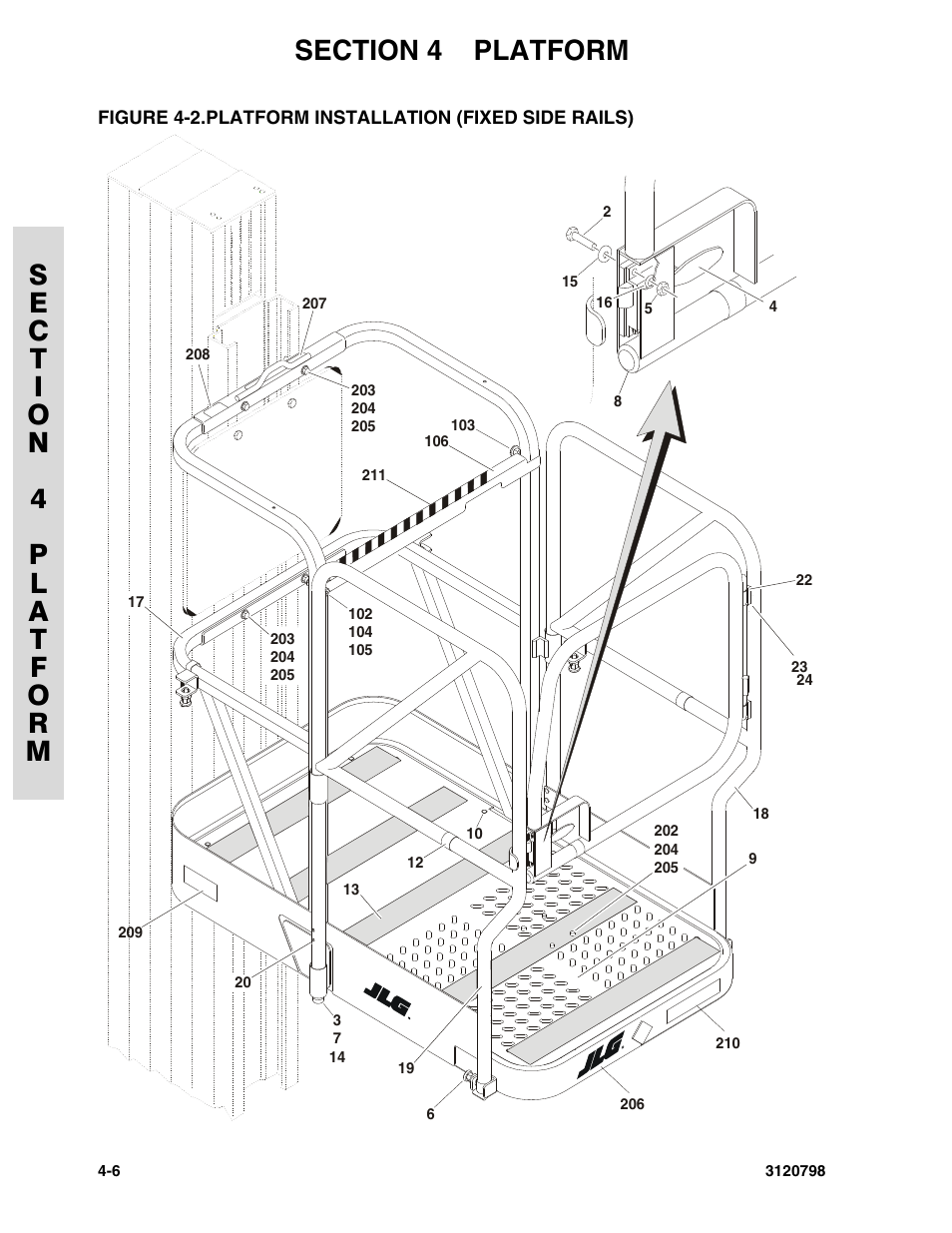 Platform installation (fixed side rails) -6 | JLG 15VPSP (3120798) Parts Manual User Manual | Page 52 / 98