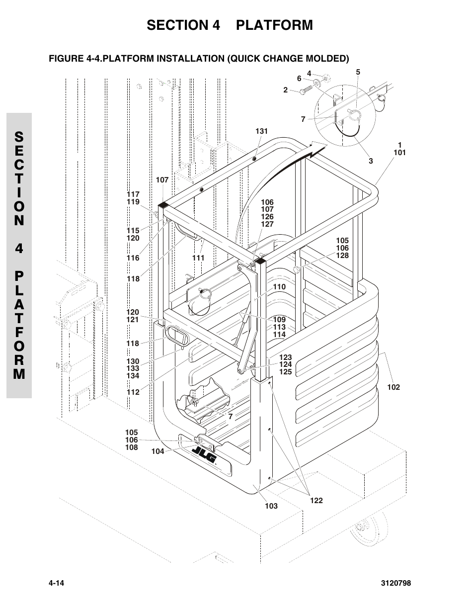 Platform installation (quick change molded) -14 | JLG 15VPSP (3120798) Parts Manual User Manual | Page 60 / 98