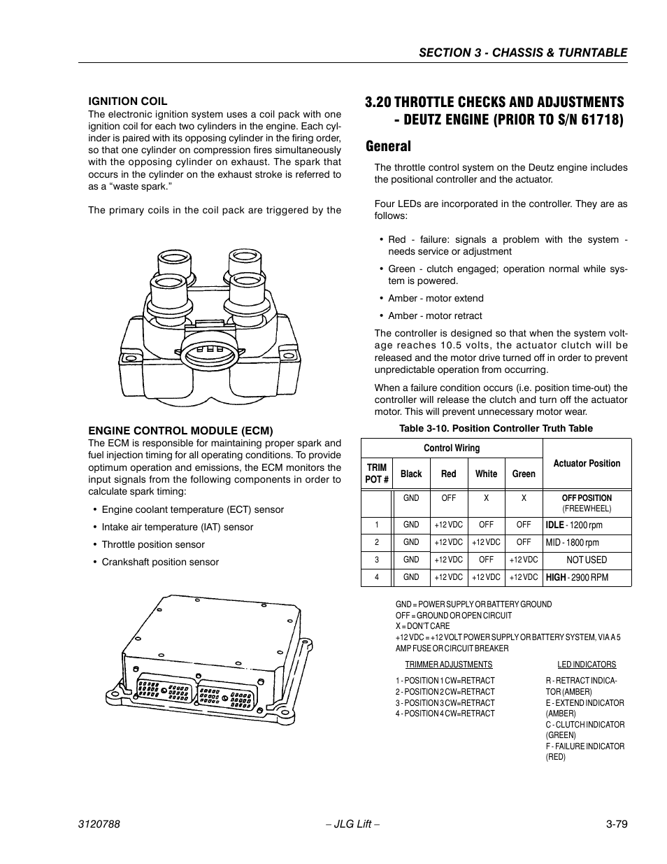 General, General -79, Position controller truth table -79 | JLG 460SJ ANSI Service Manual User Manual | Page 133 / 464