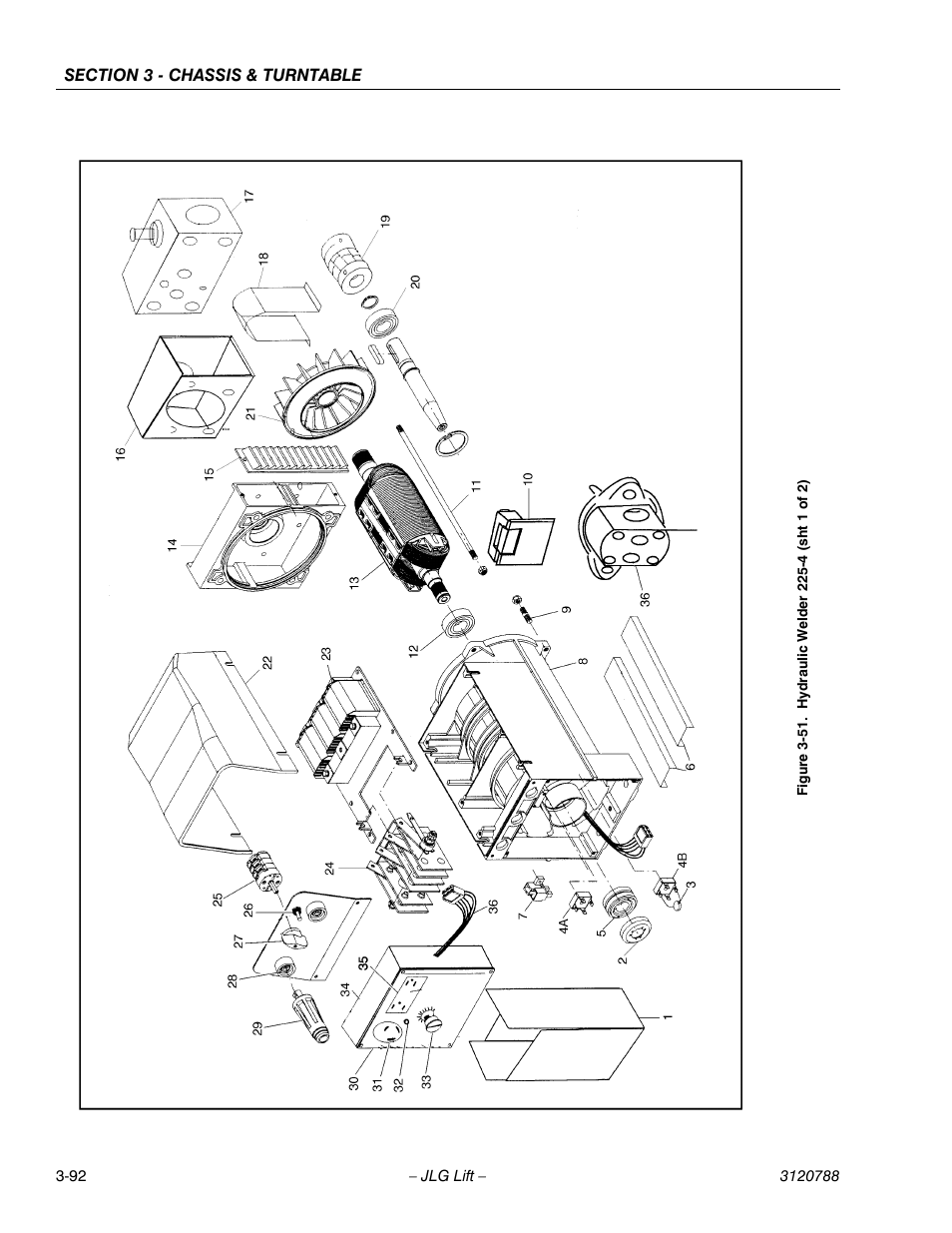 Hydraulic welder 225-4 (sht 1 of 2) -92 | JLG 460SJ ANSI Service Manual User Manual | Page 146 / 464