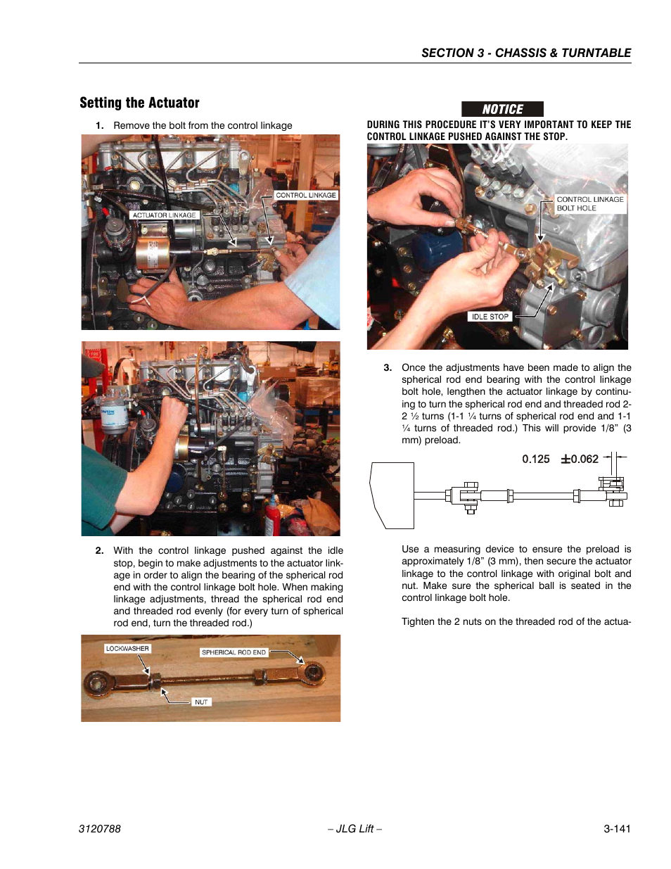 Setting the actuator, Setting the actuator -141 | JLG 460SJ ANSI Service Manual User Manual | Page 195 / 464
