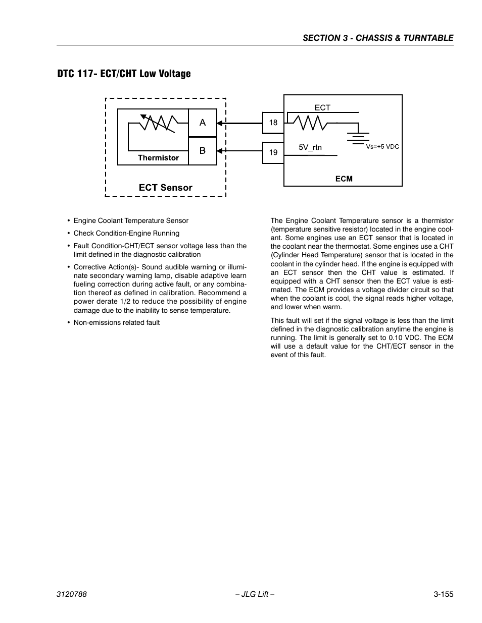 Dtc 117- ect/cht low voltage, Dtc 117- ect/cht low voltage -155 | JLG 460SJ ANSI Service Manual User Manual | Page 209 / 464