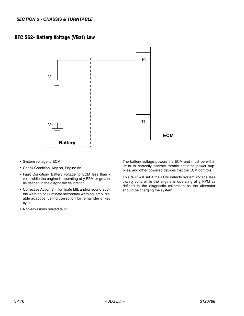 Dtc 562- battery voltage (vbat) low, Dtc 562- battery voltage (vbat) low -176 | JLG 460SJ ANSI Service Manual User Manual | Page 230 / 464