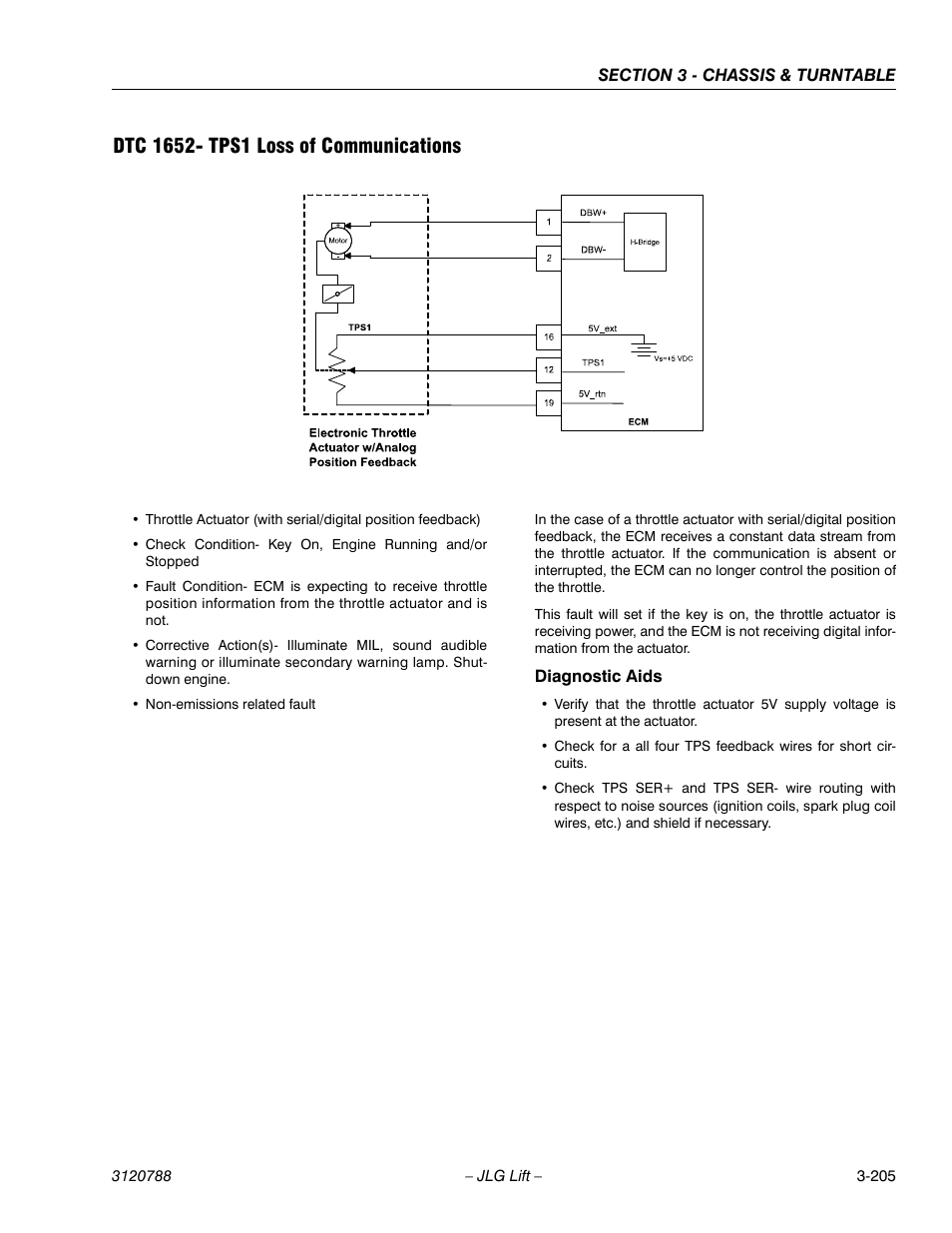 Dtc 1652- tps1 loss of communications, Dtc 1652- tps1 loss of communications -205 | JLG 460SJ ANSI Service Manual User Manual | Page 259 / 464