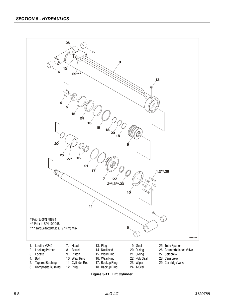 Lift cylinder -8 | JLG 460SJ ANSI Service Manual User Manual | Page 298 / 464