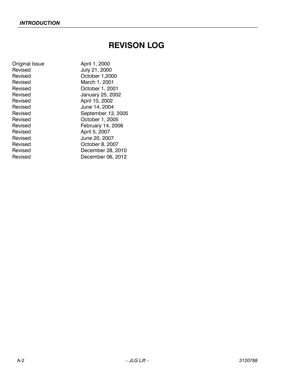 Revison log | JLG 460SJ ANSI Service Manual User Manual | Page 4 / 464
