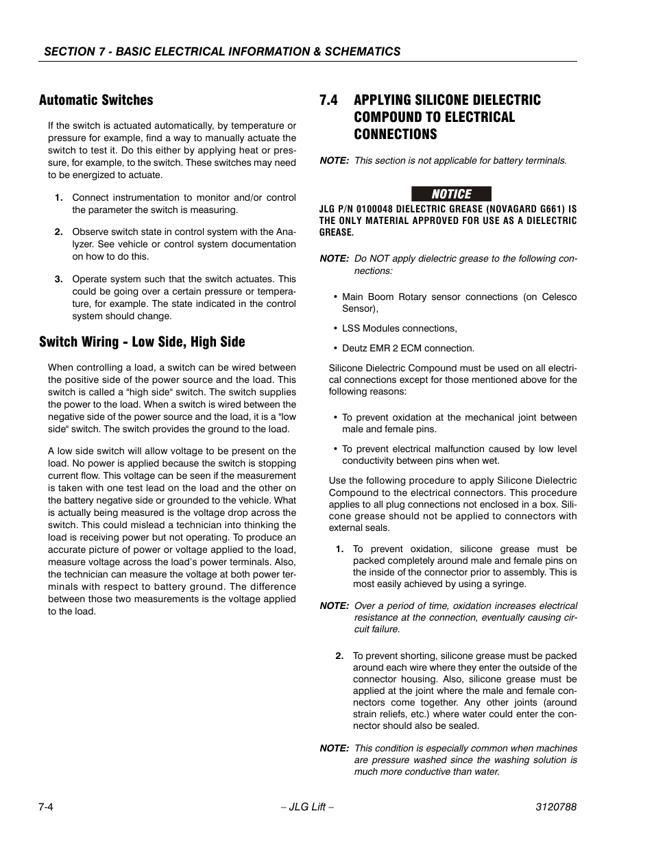 Automatic switches, Switch wiring - low side, high side | JLG 460SJ ANSI Service Manual User Manual | Page 408 / 464