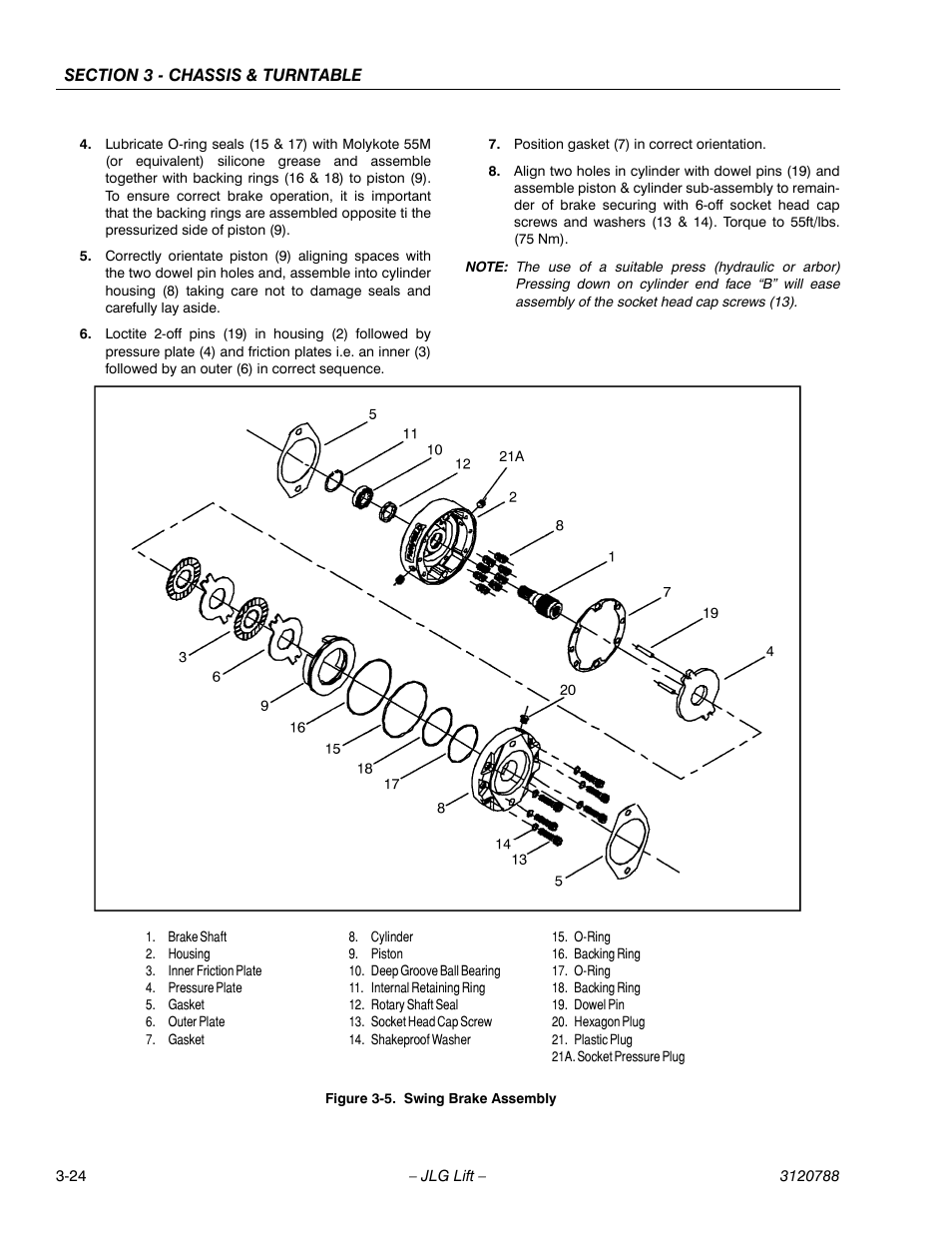 Swing brake assembly -24 | JLG 460SJ ANSI Service Manual User Manual | Page 78 / 464