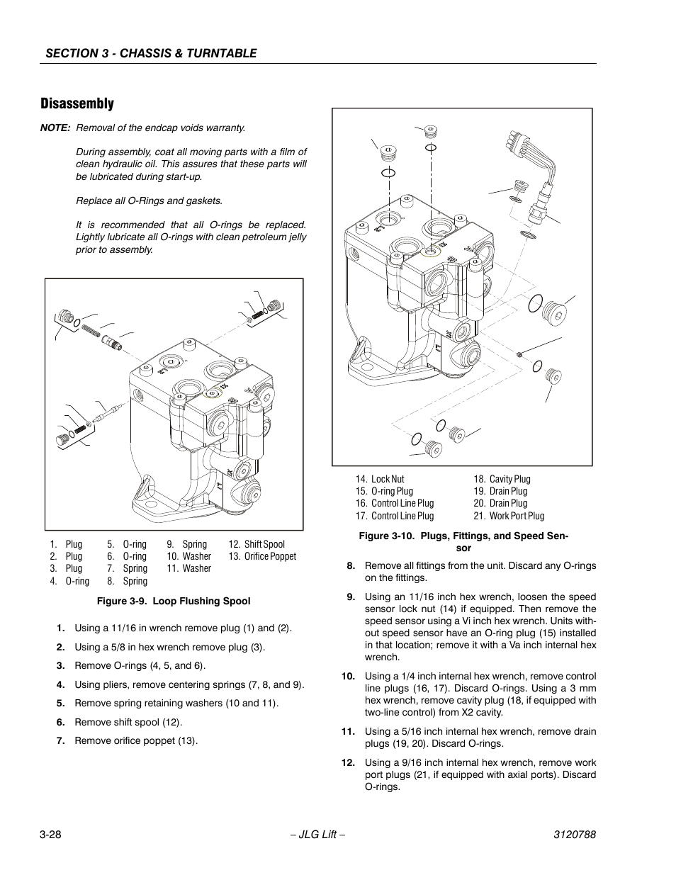 Disassembly, Disassembly -28, Loop flushing spool -28 | Plugs, fittings, and speed sensor -28 | JLG 460SJ ANSI Service Manual User Manual | Page 82 / 464