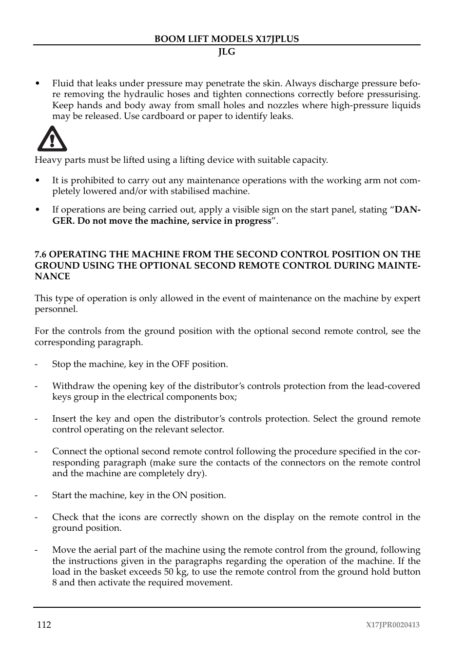 JLG X17J Plus Operator Manual User Manual | Page 116 / 176