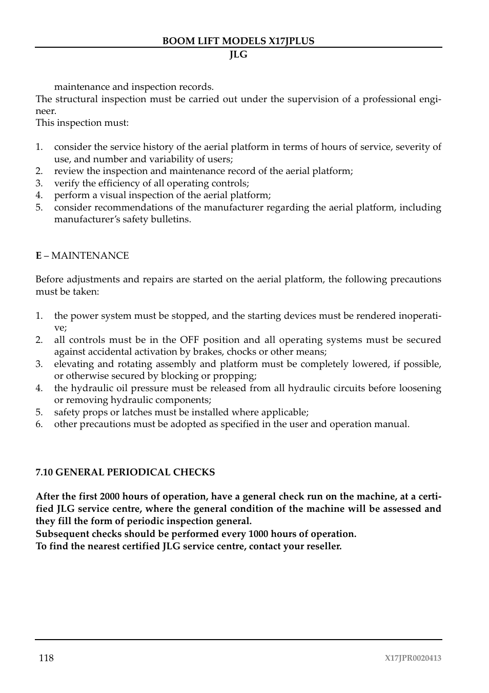 JLG X17J Plus Operator Manual User Manual | Page 122 / 176