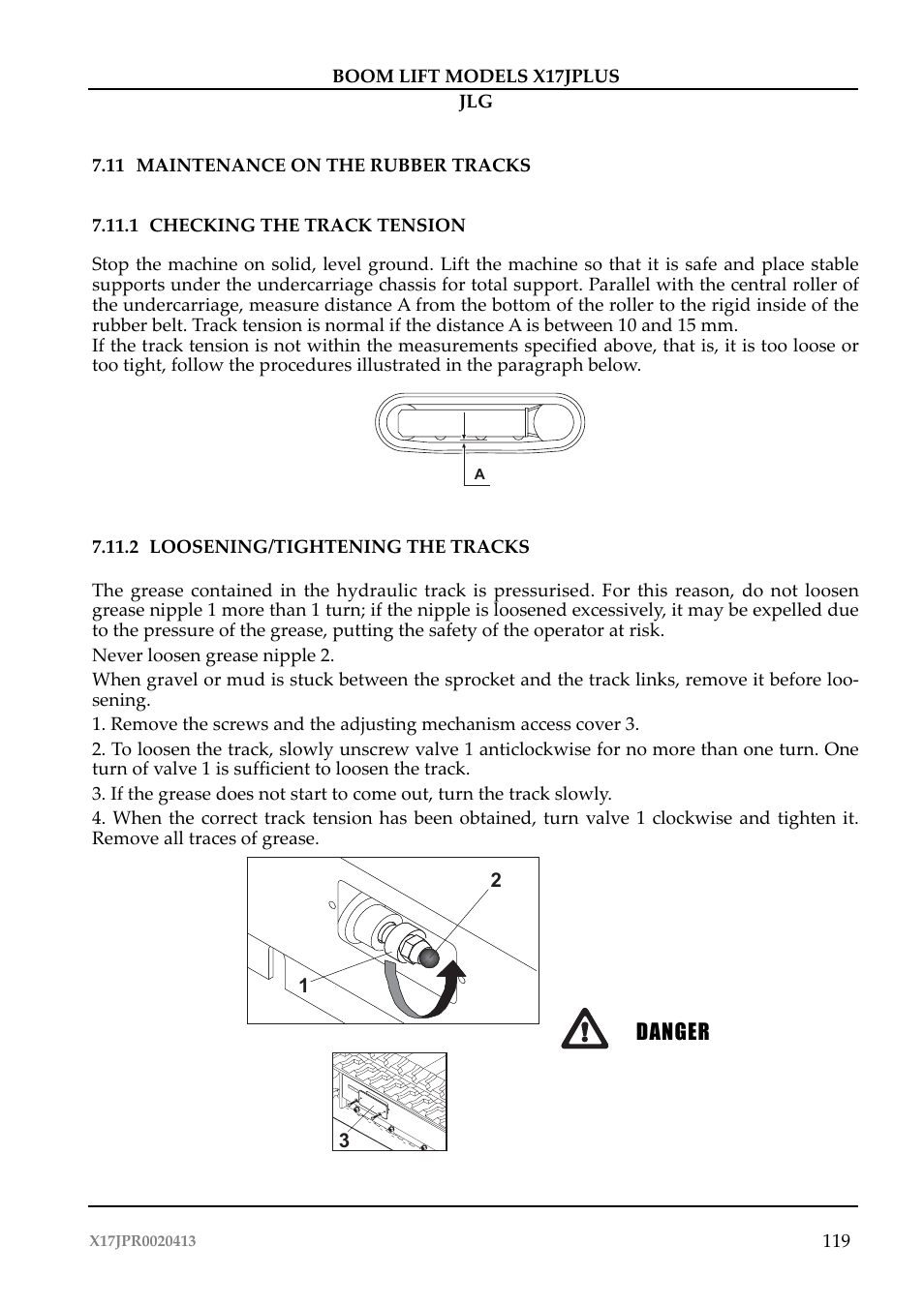 Danger | JLG X17J Plus Operator Manual User Manual | Page 123 / 176