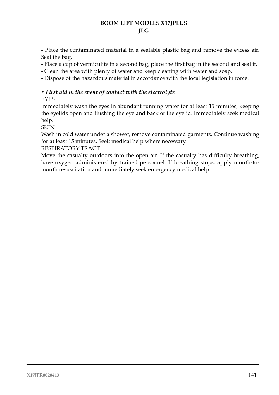 JLG X17J Plus Operator Manual User Manual | Page 145 / 176