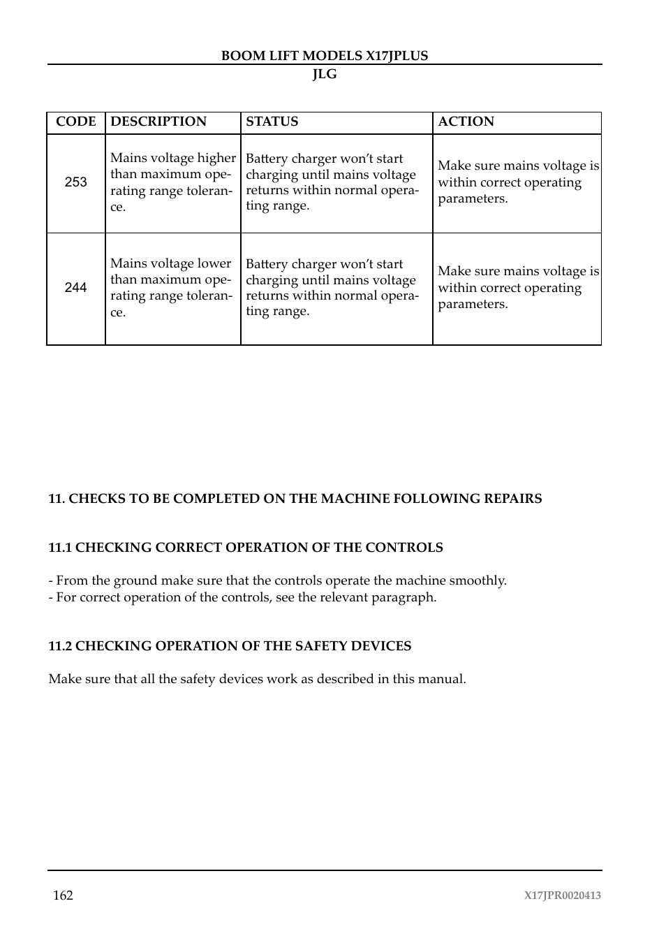 JLG X17J Plus Operator Manual User Manual | Page 166 / 176