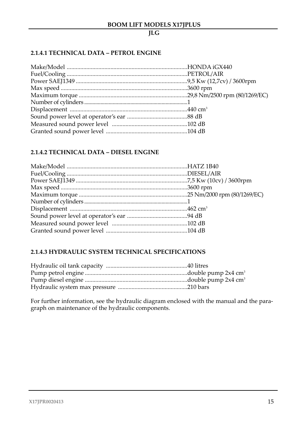 JLG X17J Plus Operator Manual User Manual | Page 19 / 176