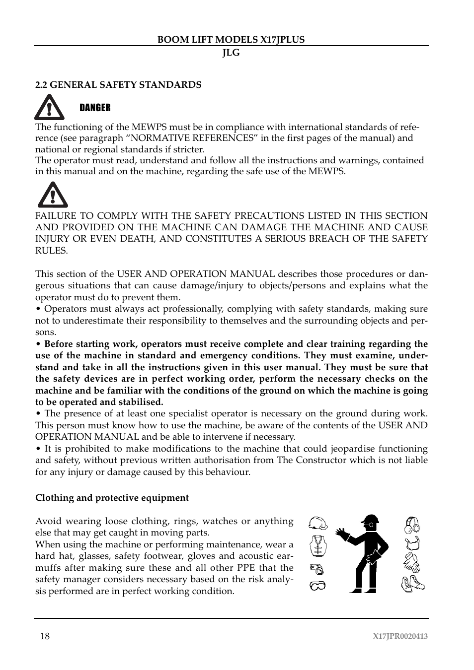 JLG X17J Plus Operator Manual User Manual | Page 22 / 176