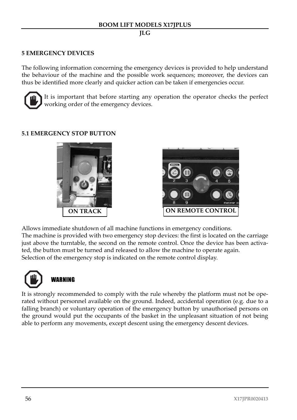 JLG X17J Plus Operator Manual User Manual | Page 60 / 176
