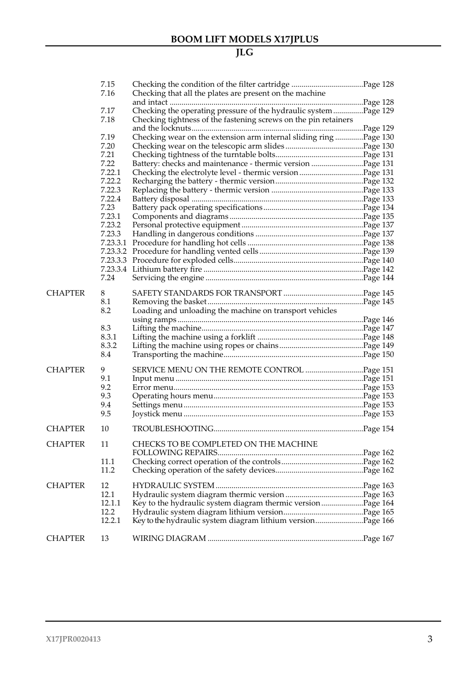 JLG X17J Plus Operator Manual User Manual | Page 7 / 176