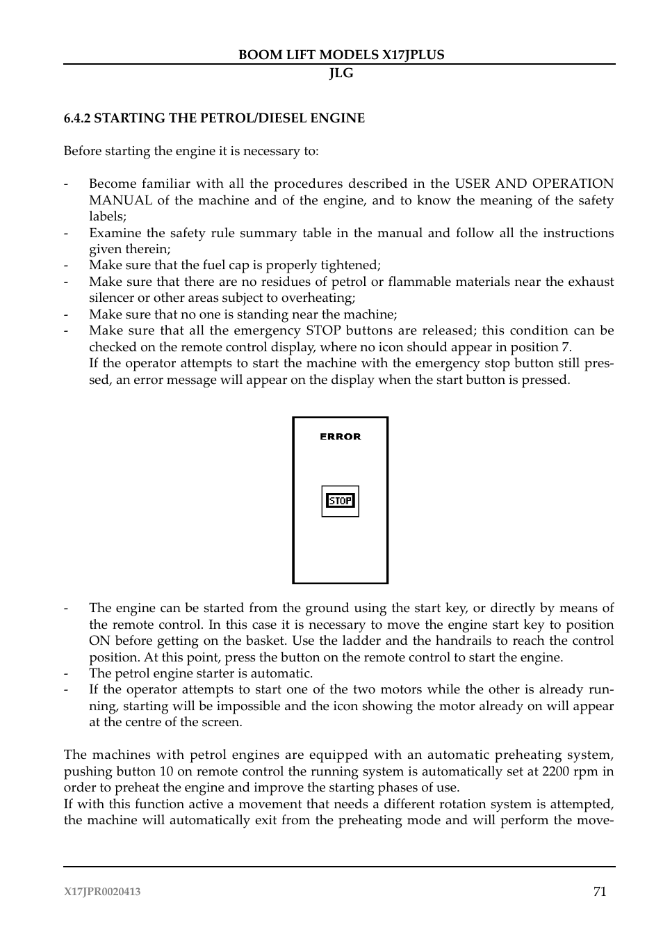 JLG X17J Plus Operator Manual User Manual | Page 75 / 176