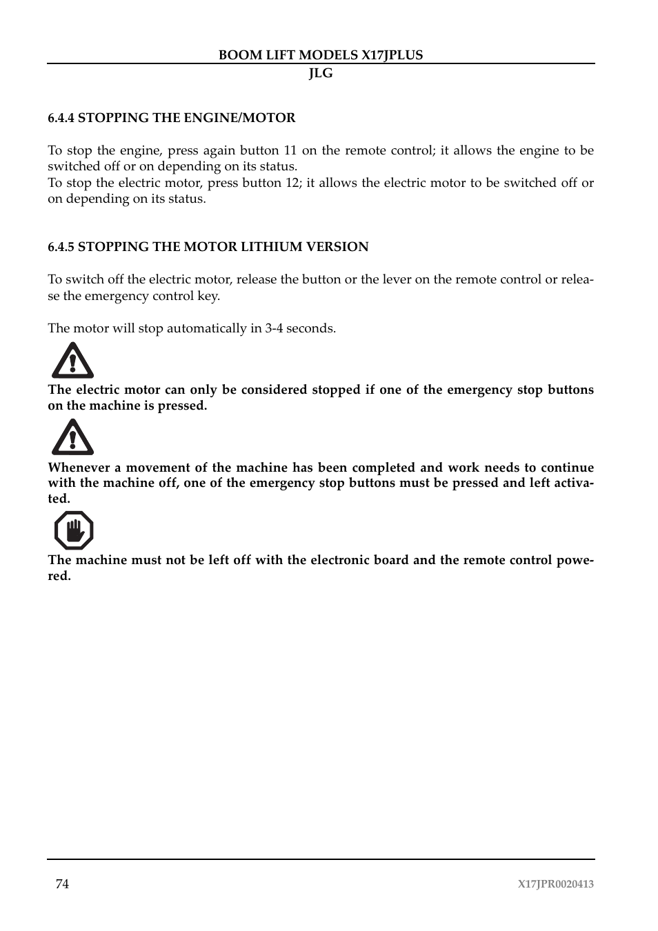 JLG X17J Plus Operator Manual User Manual | Page 78 / 176