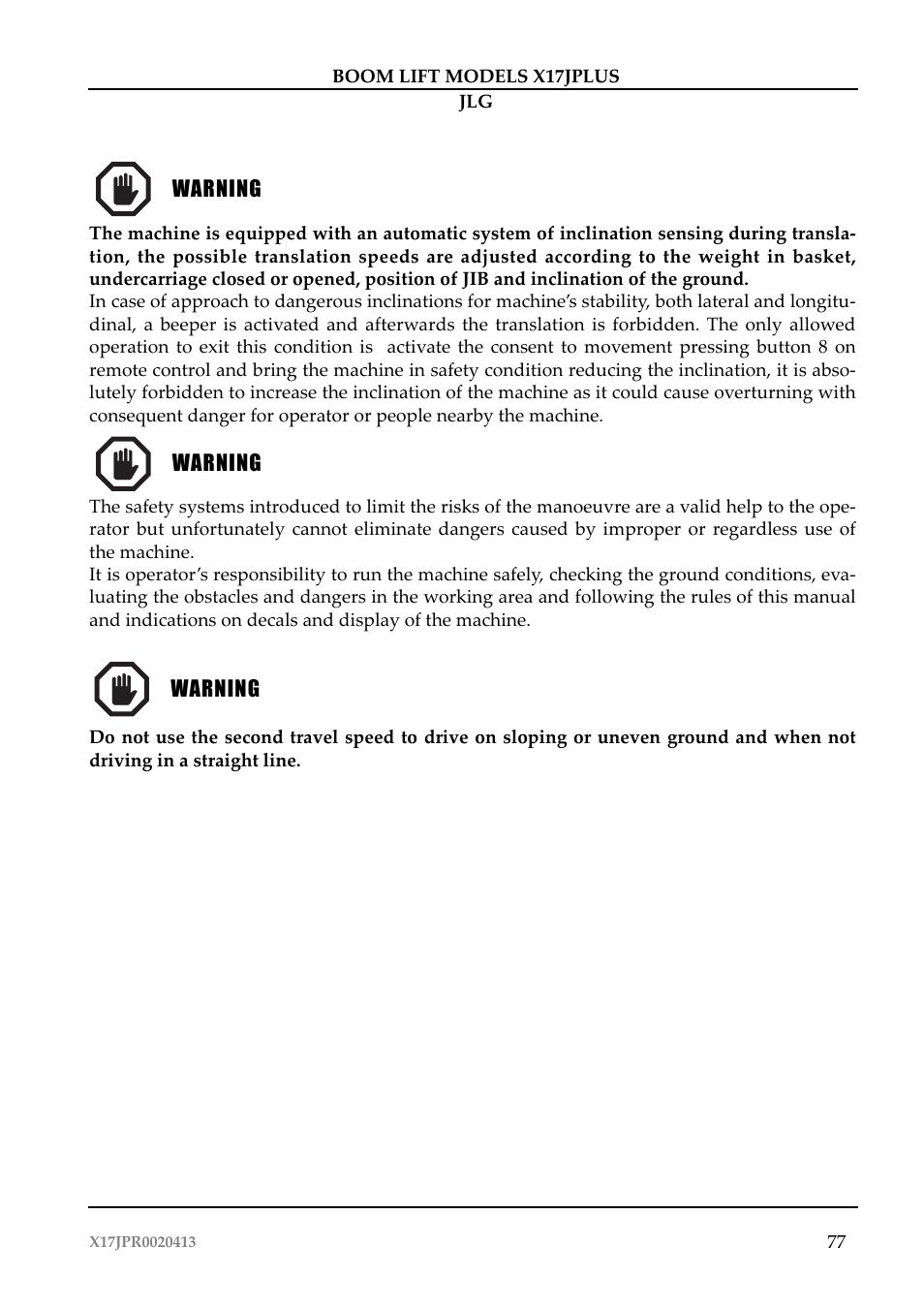 JLG X17J Plus Operator Manual User Manual | Page 81 / 176