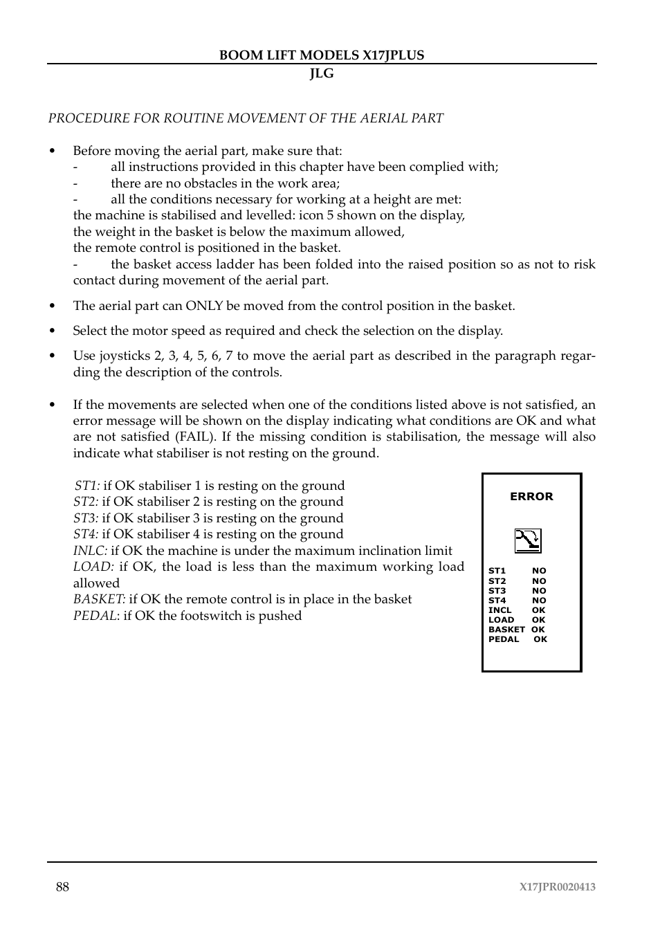 JLG X17J Plus Operator Manual User Manual | Page 92 / 176