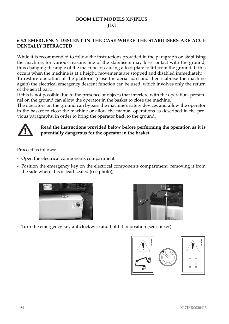 JLG X17J Plus Operator Manual User Manual | Page 98 / 176