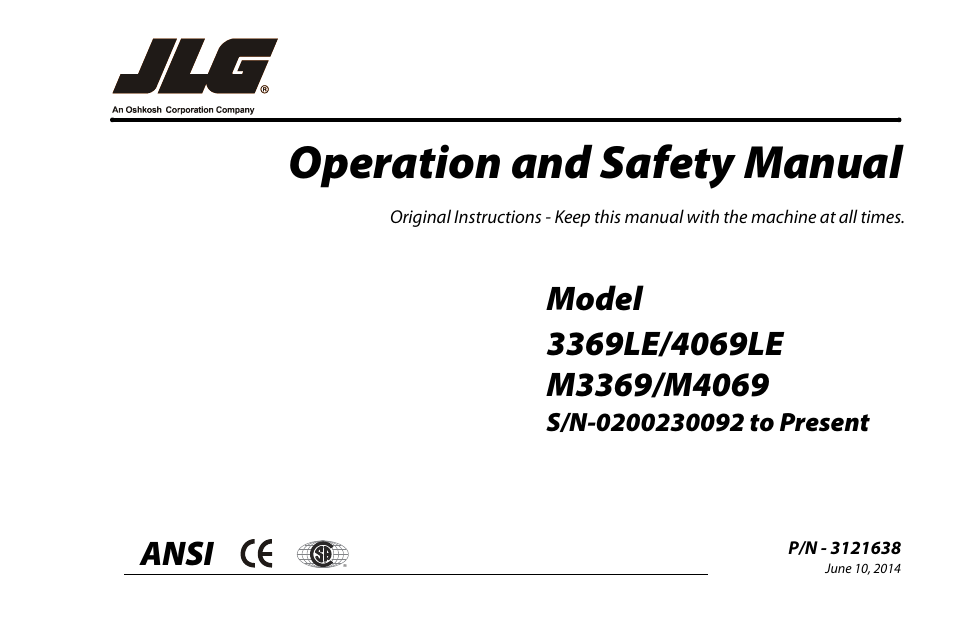 JLG M4069 Operator Manual User Manual | 86 pages