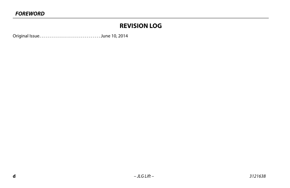 Revision log | JLG M4069 Operator Manual User Manual | Page 6 / 86