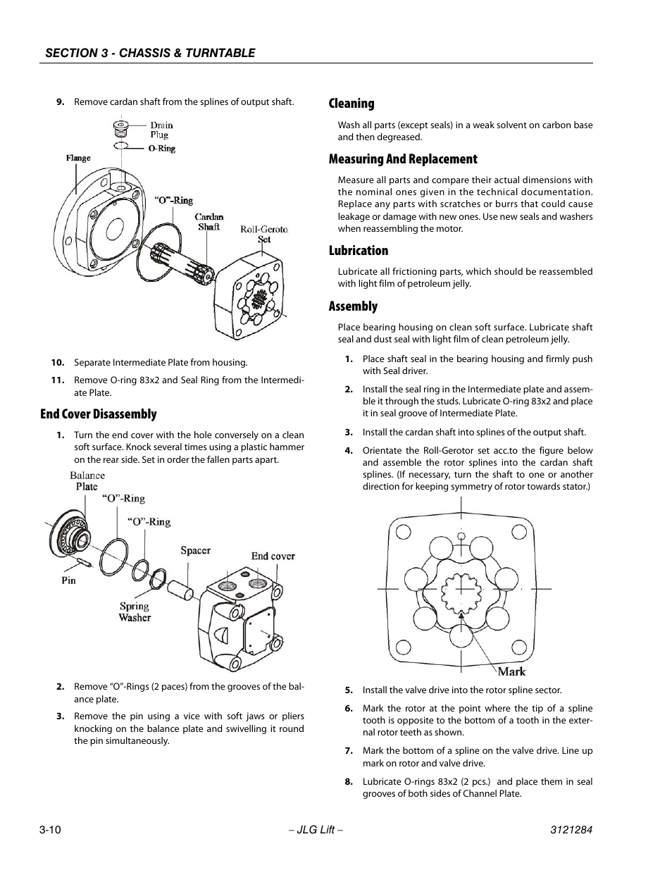End cover disassembly, Cleaning, Measuring and replacement | Lubrication, Assembly | JLG 18RS Service Manual User Manual | Page 48 / 230