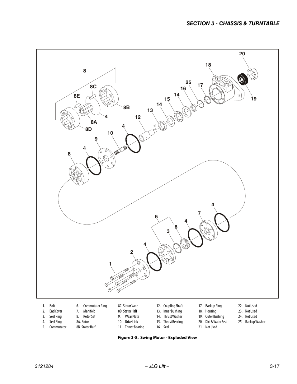 Swing motor - exploded view -17 | JLG 18RS Service Manual User Manual | Page 55 / 230