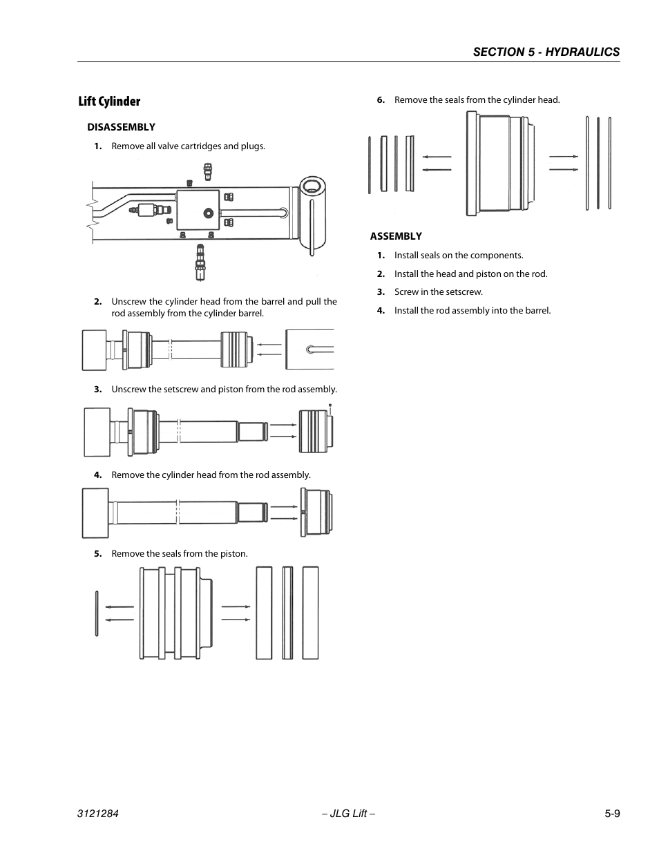Lift cylinder, Lift cylinder -9 | JLG 18RS Service Manual User Manual | Page 99 / 230