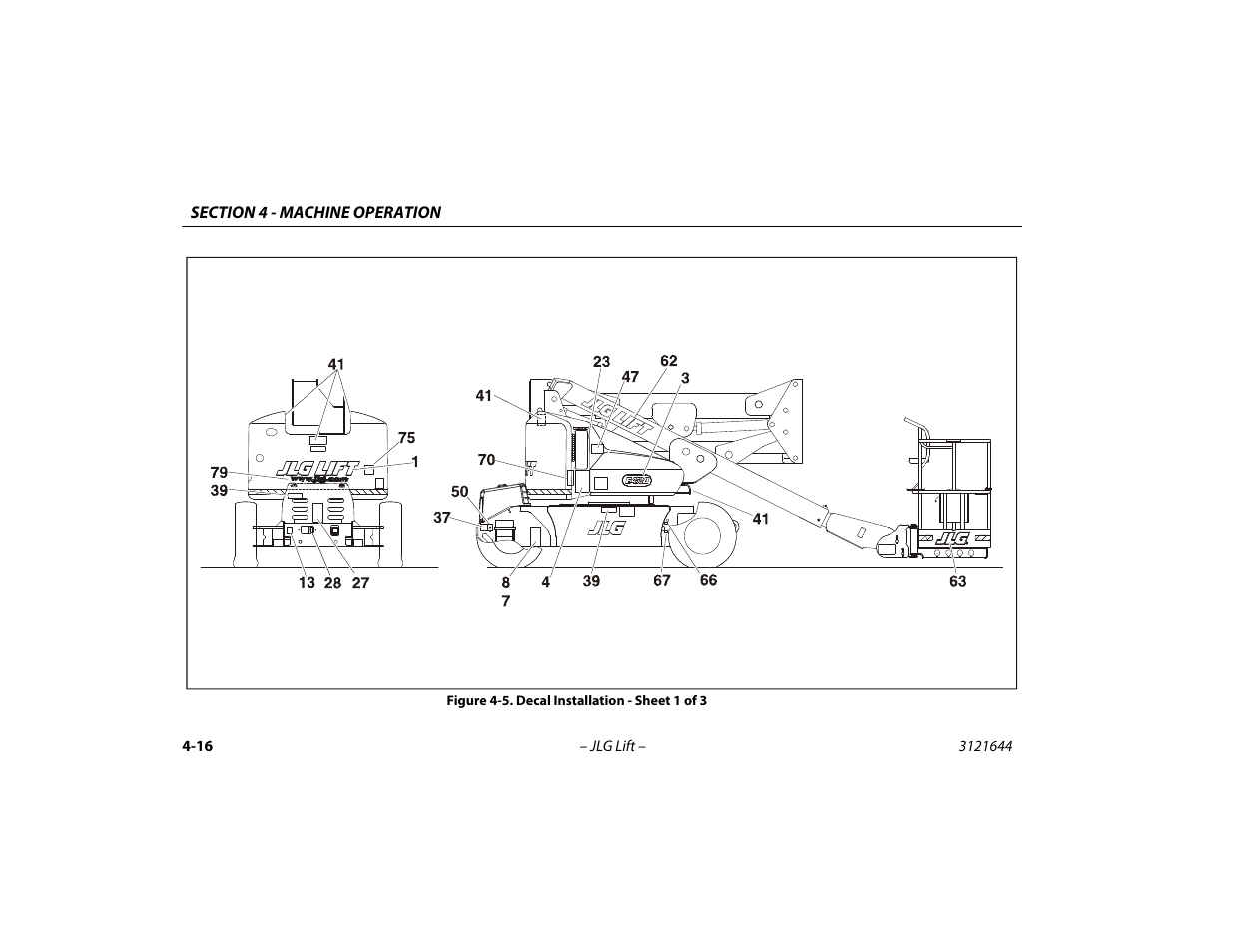 Decal installation - sheet 1 of 3 -16 | JLG M400 Operator Manual User Manual | Page 66 / 108