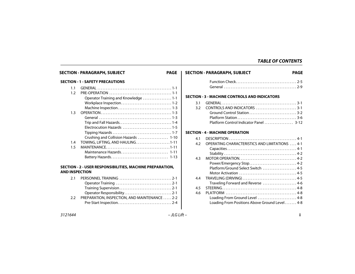 JLG M400 Operator Manual User Manual | Page 7 / 108