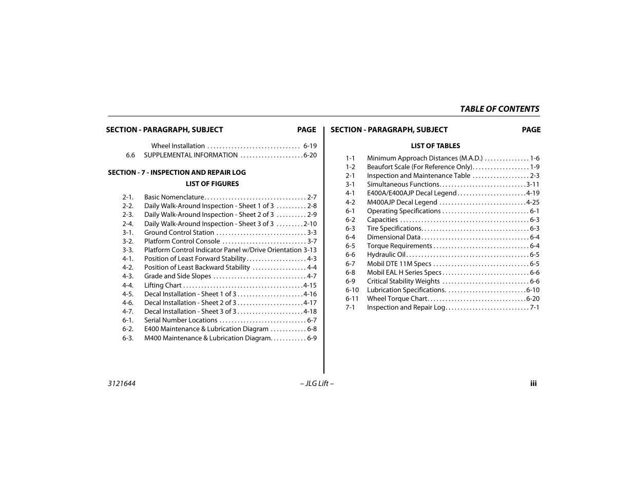 JLG M400 Operator Manual User Manual | Page 9 / 108