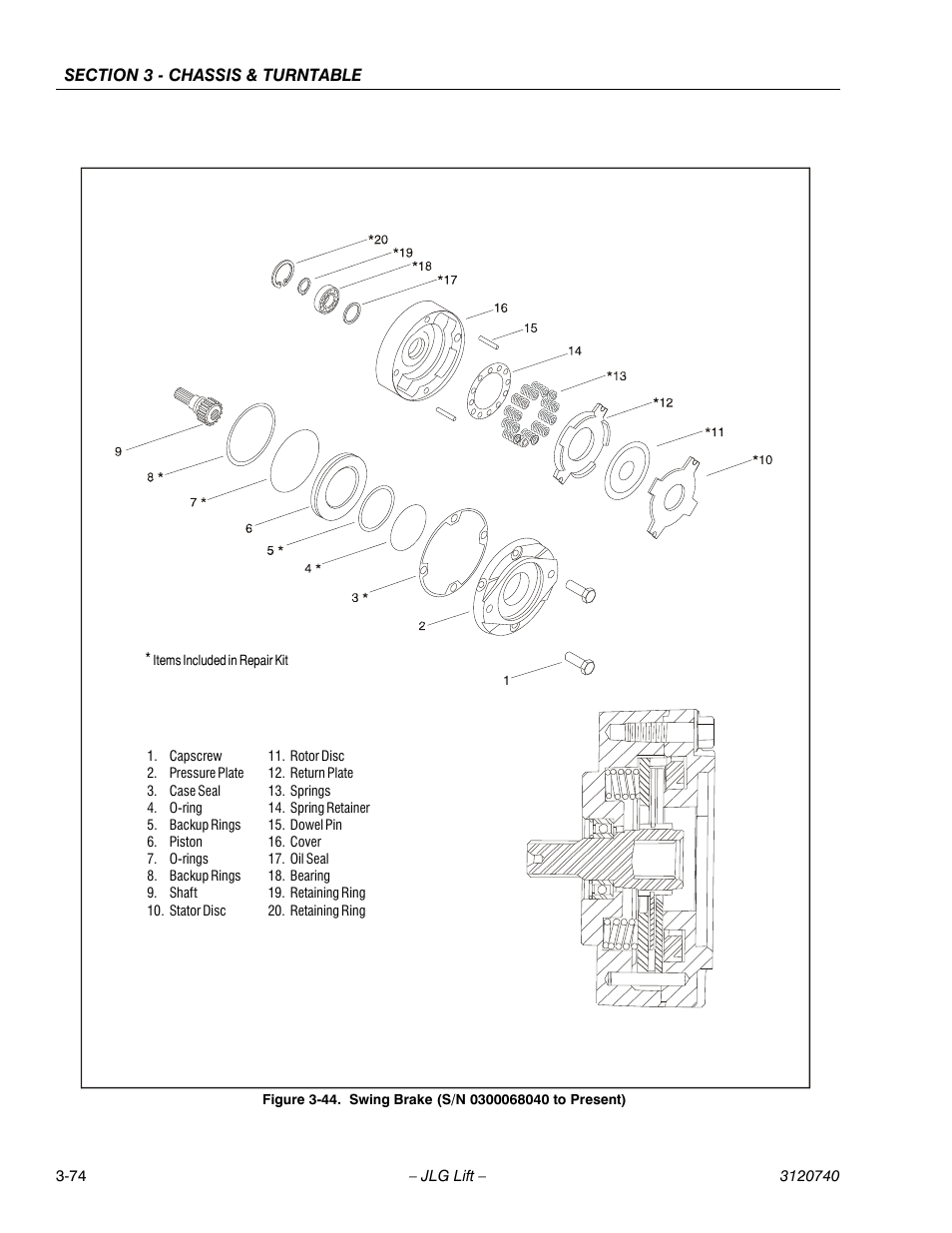 Swing brake (s/n 0300068040 to present) -74 | JLG 800A_AJ ANSI Service Manual User Manual | Page 130 / 464