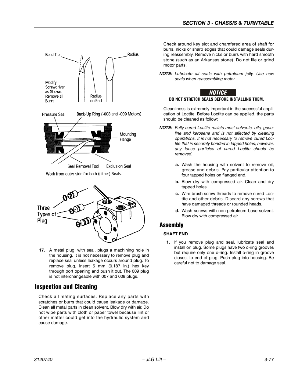 Inspection and cleaning, Assembly, Inspection and cleaning -77 assembly -77 | JLG 800A_AJ ANSI Service Manual User Manual | Page 133 / 464