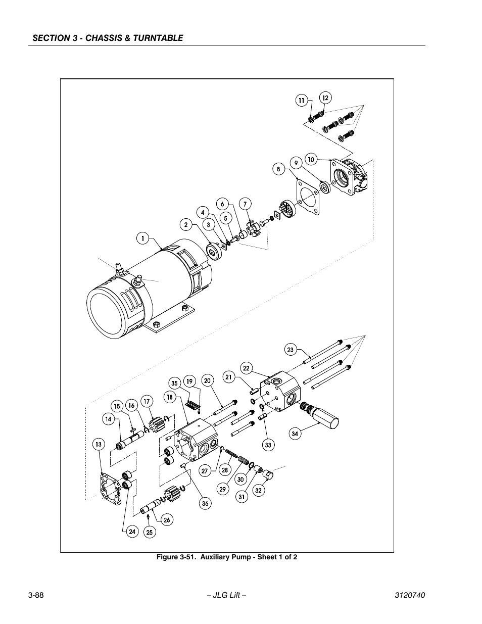 Auxiliary pump - sheet 1 of 2 -88 | JLG 800A_AJ ANSI Service Manual User Manual | Page 144 / 464