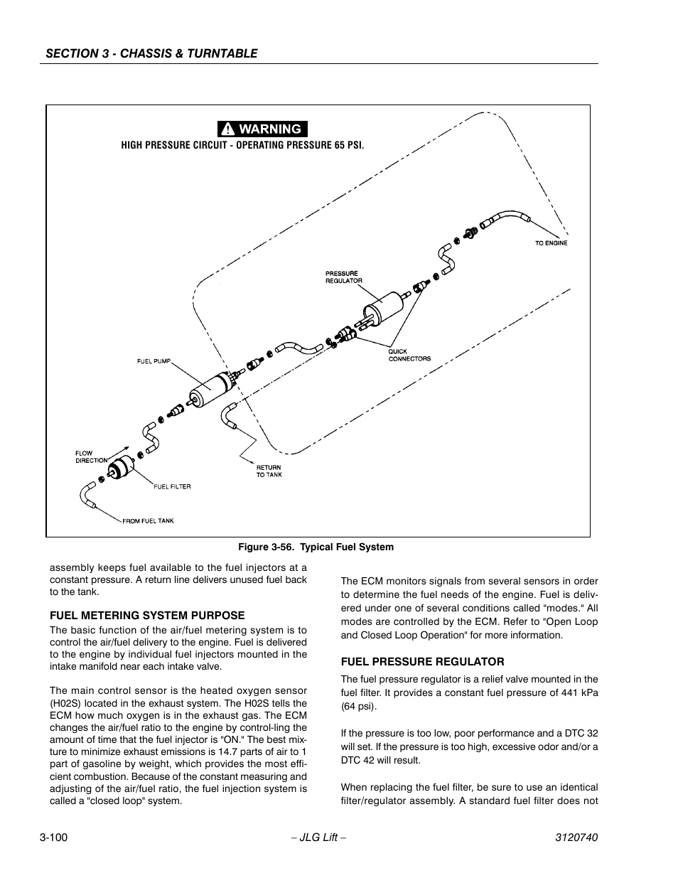 Typical fuel system -100 | JLG 800A_AJ ANSI Service Manual User Manual | Page 156 / 464