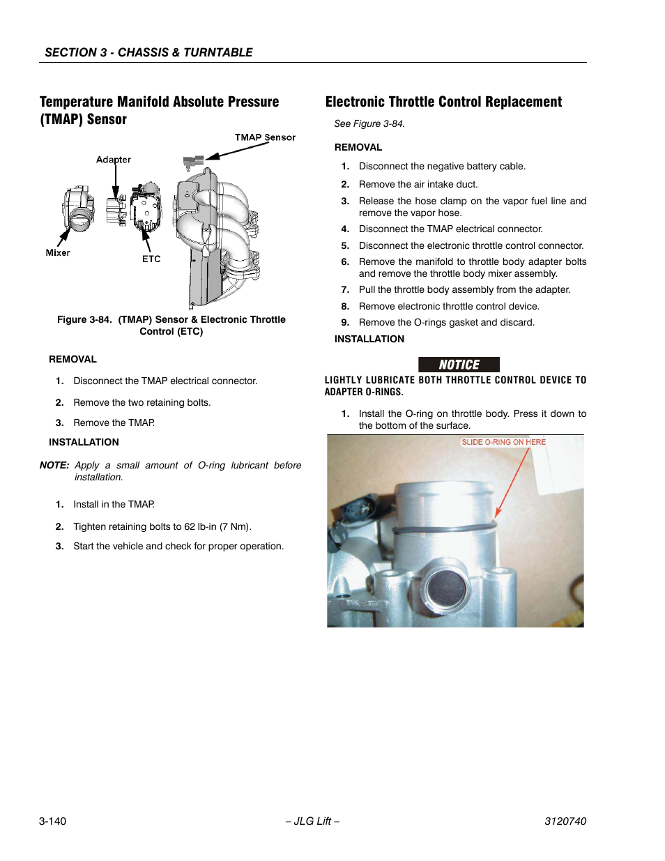 Electronic throttle control replacement | JLG 800A_AJ ANSI Service Manual User Manual | Page 196 / 464