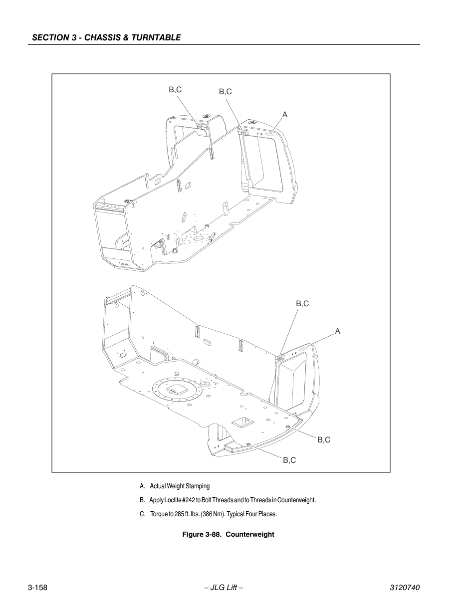 Counterweight -158 | JLG 800A_AJ ANSI Service Manual User Manual | Page 214 / 464