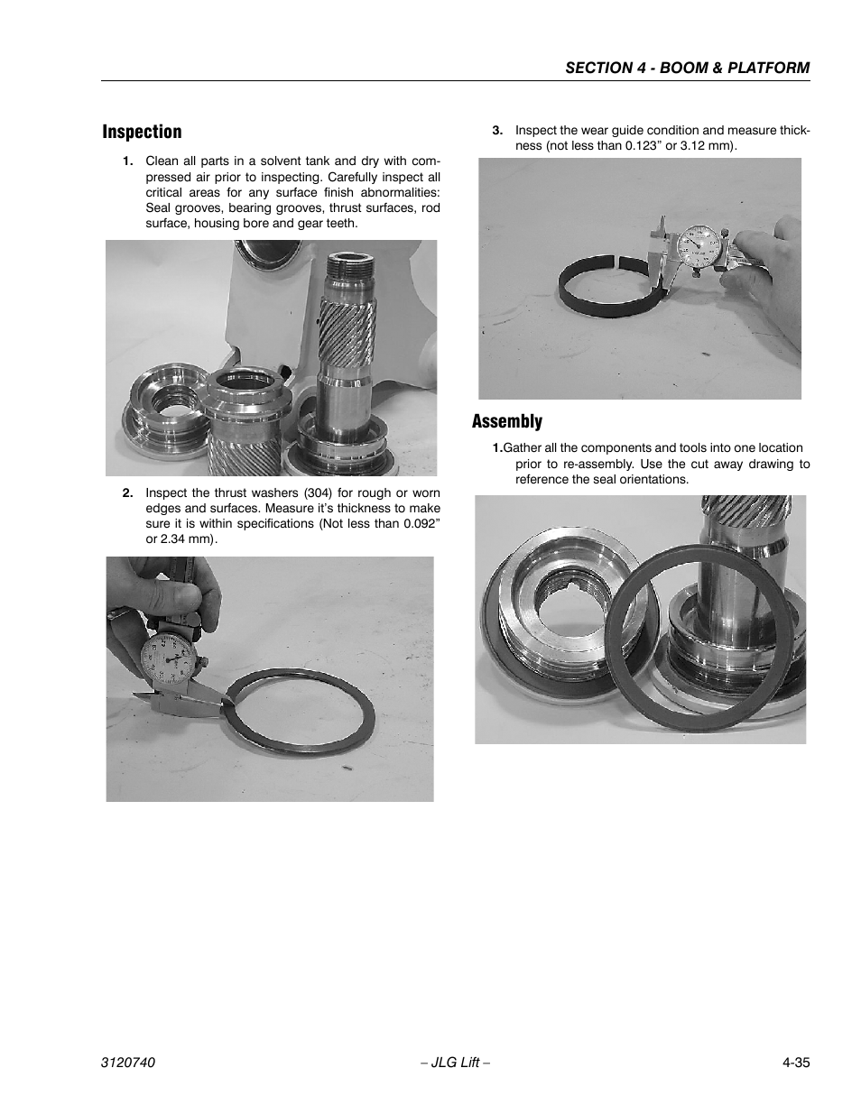 Inspection, Assembly, Inspection -35 assembly -35 | JLG 800A_AJ ANSI Service Manual User Manual | Page 249 / 464