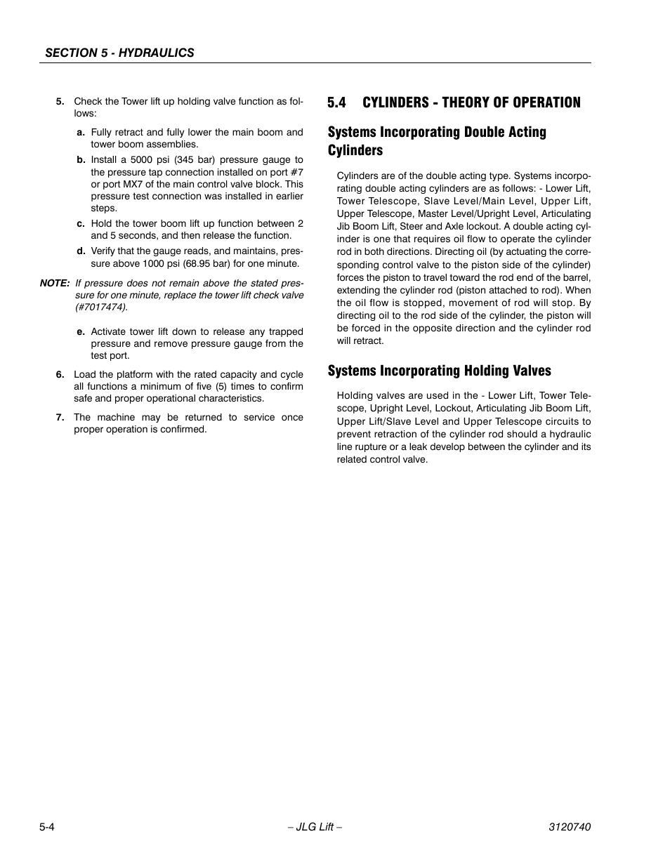 4 cylinders - theory of operation, Systems incorporating double acting cylinders, Systems incorporating holding valves | Cylinders - theory of operation -4 | JLG 800A_AJ ANSI Service Manual User Manual | Page 284 / 464