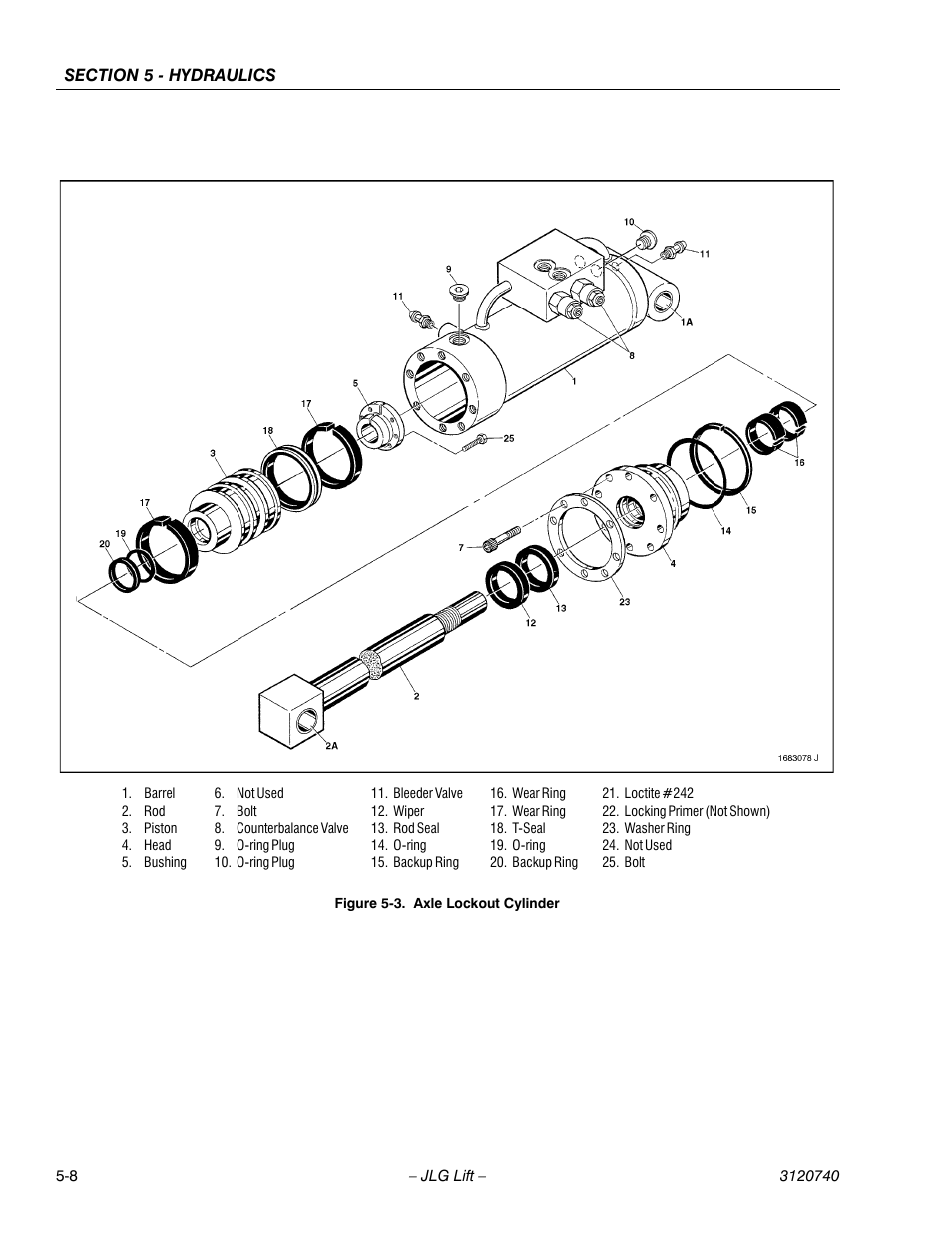 Axle lockout cylinder -8 | JLG 800A_AJ ANSI Service Manual User Manual | Page 288 / 464