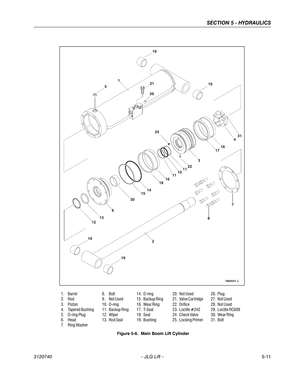 Main boom lift cylinder -11 | JLG 800A_AJ ANSI Service Manual User Manual | Page 291 / 464