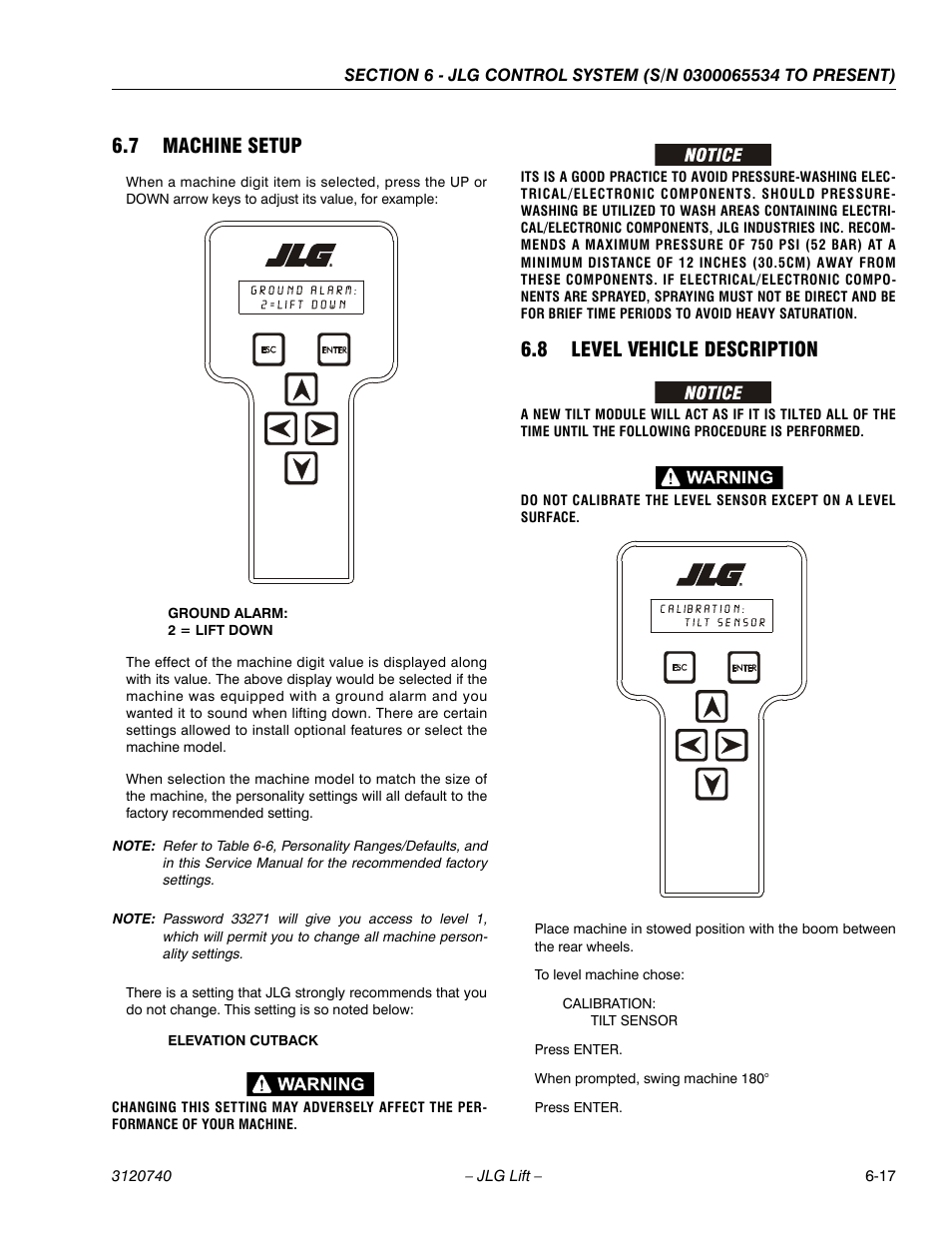 7 machine setup, 8 level vehicle description, Machine setup -17 | Level vehicle description -17 | JLG 800A_AJ ANSI Service Manual User Manual | Page 347 / 464