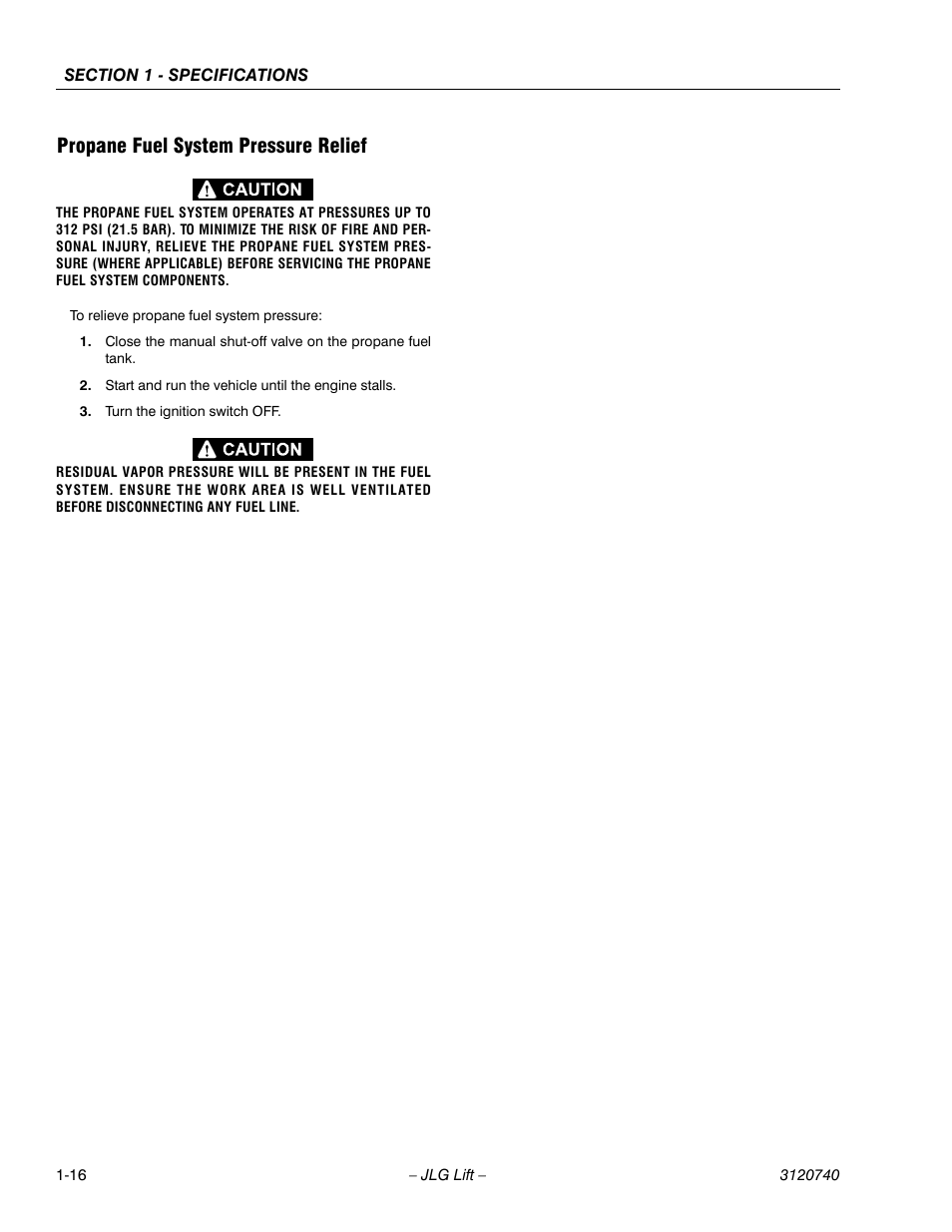 Propane fuel system pressure relief, Propane fuel system pressure relief -16 | JLG 800A_AJ ANSI Service Manual User Manual | Page 36 / 464