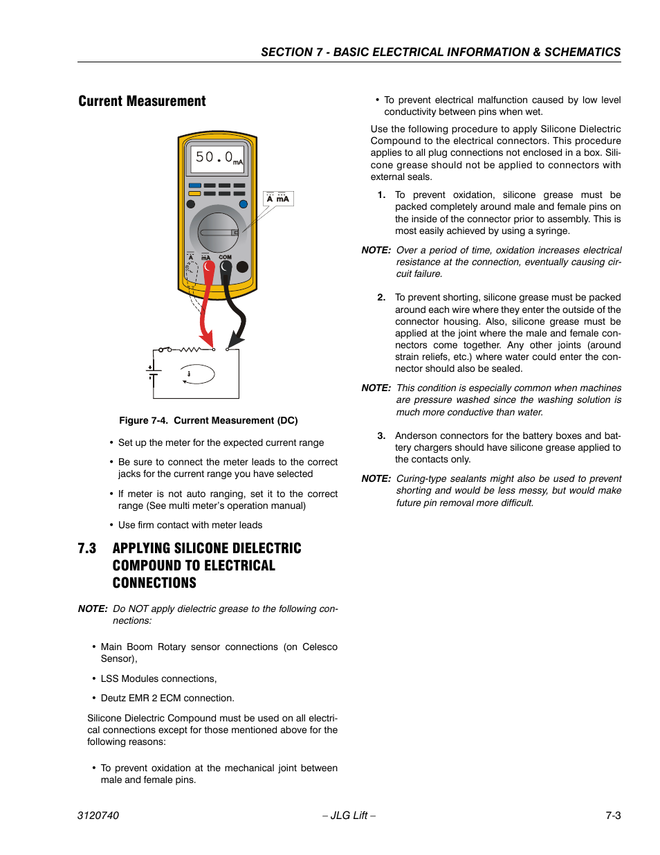 Current measurement, Current measurement -3, Current measurement (dc) -3 | JLG 800A_AJ ANSI Service Manual User Manual | Page 401 / 464