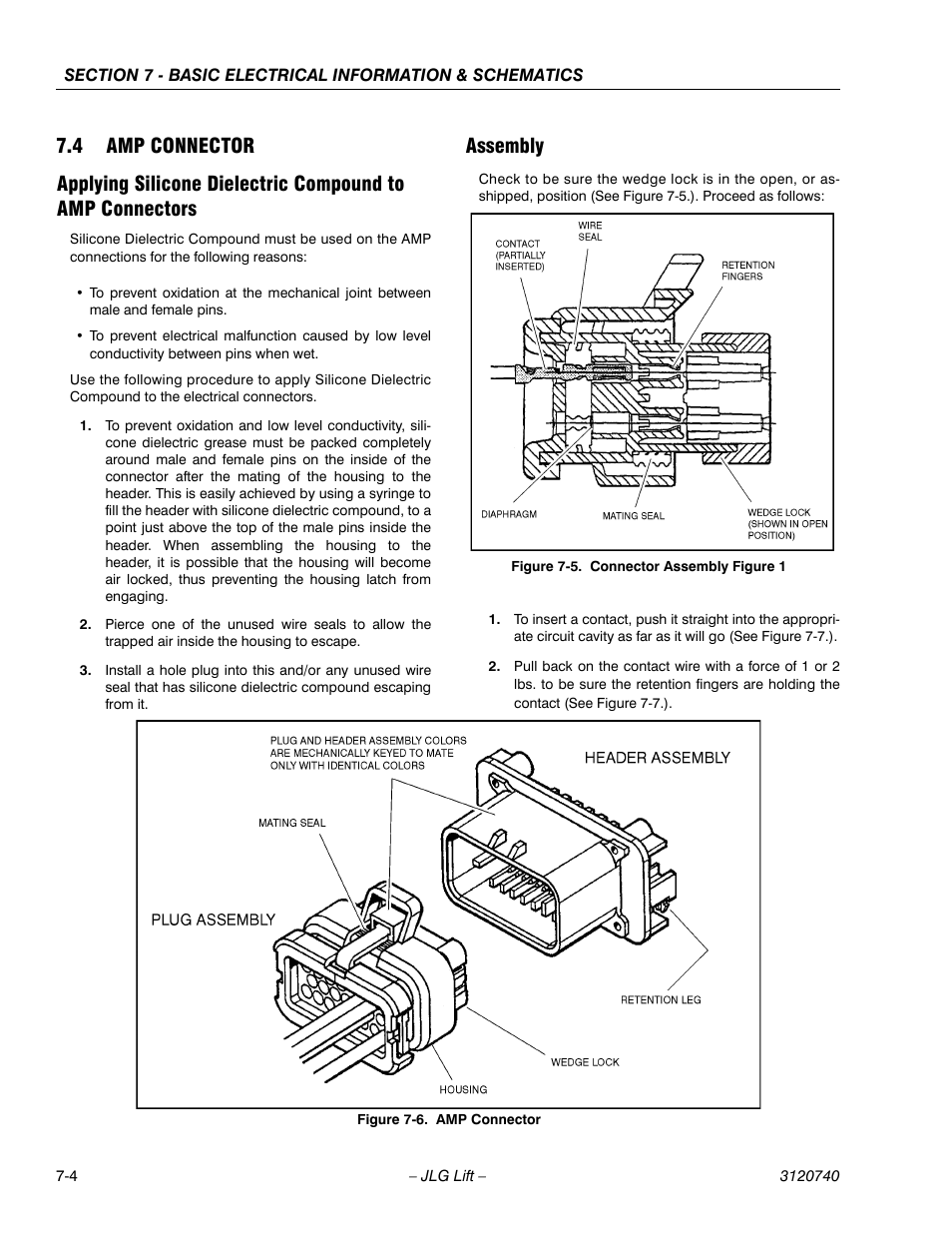 4 amp connector, Assembly, Amp connector -4 | Connector assembly figure 1 -4 | JLG 800A_AJ ANSI Service Manual User Manual | Page 402 / 464